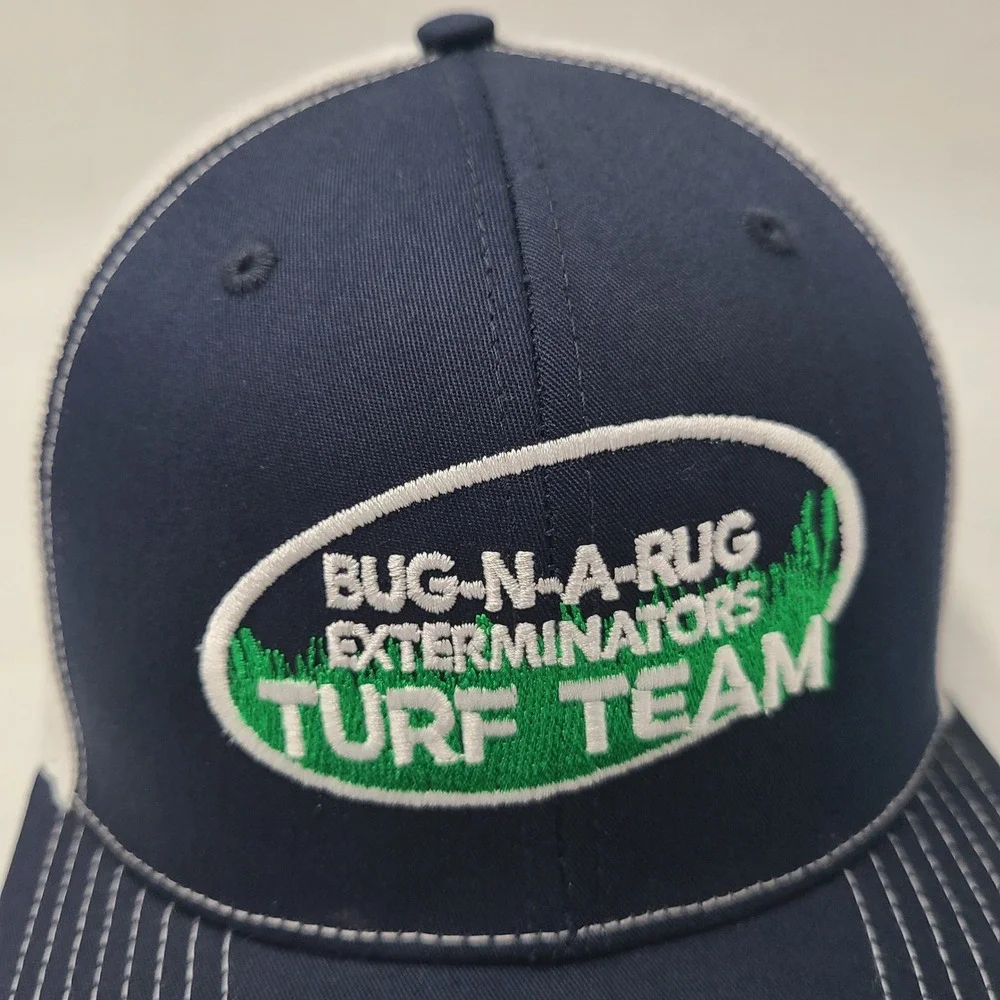Bug-N-A-Rug Exterminators Hat‎ Snapback Trucker Richardson Blue White Turf Team